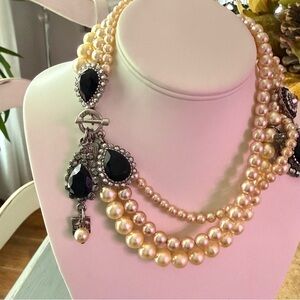 Rodrigo Otazu Faux Pearl Multi Strands Statement Necklace